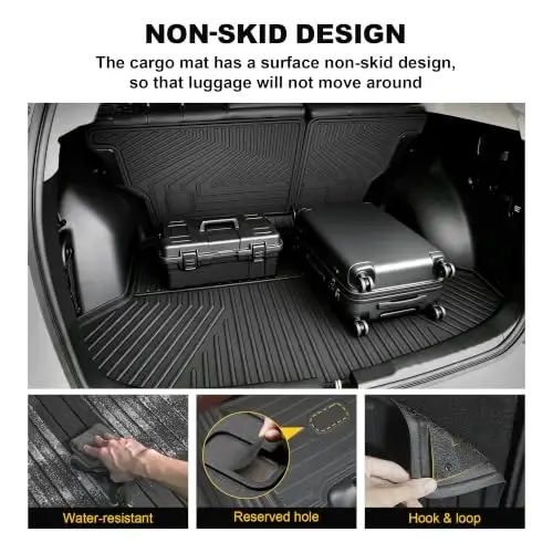 Cargo Liner & Backrest Mat for Honda CRV 2012-2016 | Custom Fit TPE Trunk Mat, Waterproof All Weather, Easy Clean for Family Use, Black - 3