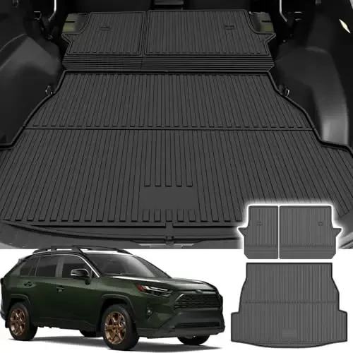 Cargo Liner Compatible with 2019-2024 2025 Toyota Rav4 Trunk Mat - TPE All Weather Back Seat Cover Protector 2025 Rav4 Trunk Liner+Backrest Mats（Includ Hybrid - 1