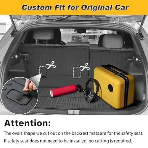 Cargo Liner for Honda Prologue/for Chevy Blazer EV 2024-2026 | All Weather Cargo Mat with Back Seat Protector Prologue Accessories Trunk Mat Black - 3