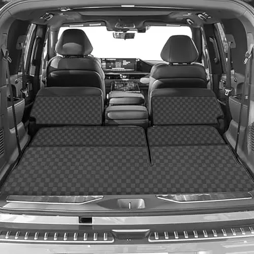 Cargo Mat & Backrest Mat Fit for 2014-2024 Infiniti QX80 / 2017-2024 Nissan Armada / 2011-2013 Infiniti QX56 - All Weather PU Leather Trunk Liner and 2nd & 3rd Row Rear Backrest Protector - 4
