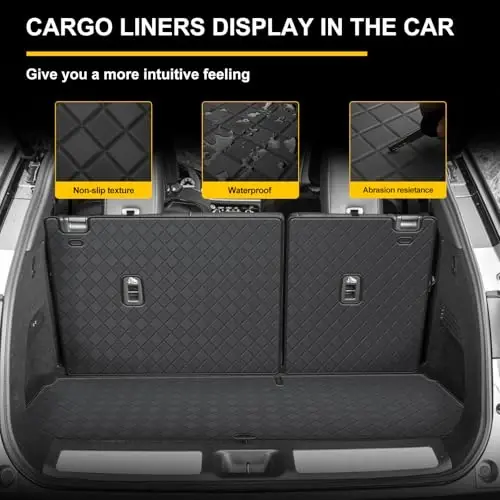 Cargo Mat & Backrest Mat Fit for 2022-2026 Infiniti QX60 - Leather Trunk Liner Back Seat Cover Protector - All Weather Protection PU Leather Cargo Liner and Backrest Mat QX60 Accessories - 4