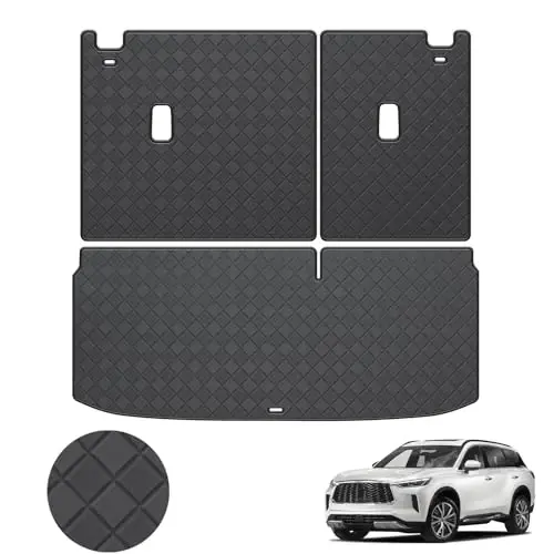 Cargo Mat & Backrest Mat Fit for 2022-2026 Infiniti QX60 - Leather Trunk Liner Back Seat Cover Protector - All Weather Protection PU Leather Cargo Liner and Backrest Mat QX60 Accessories 