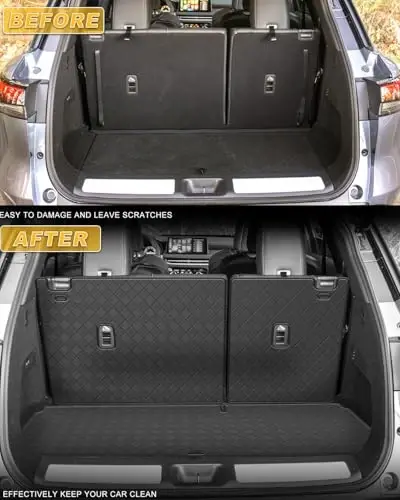 Cargo Mat & Backrest Mat Fit for 2022-2026 Infiniti QX60 - Leather Trunk Liner Back Seat Cover Protector - All Weather Protection PU Leather Cargo Liner and Backrest Mat QX60 Accessories - TTX LIGHTING (1)