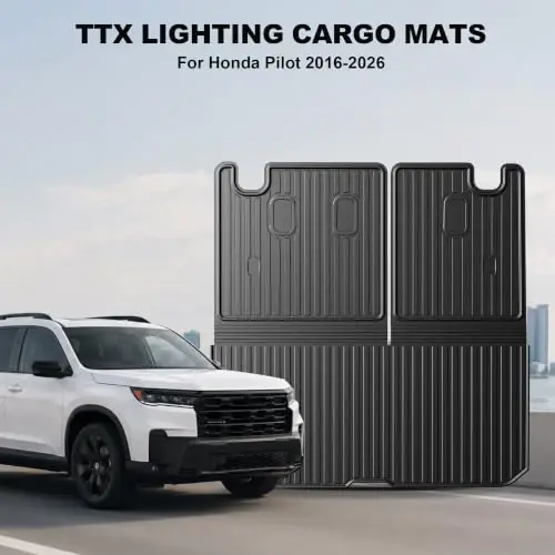 Cargo Mat & Backrest Mat Fit for Honda Pilot 2016-2025 2026 (No Elite) | All Weather Protection Cargo Liner with Backrest Mat Behind 3rd Row Back Seat Protector - TTX LIGHTING (1)