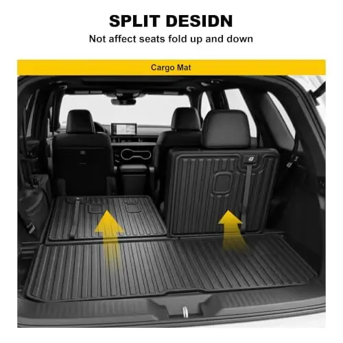 Cargo Mat & Backrest Mat Fit for Honda Pilot 2016-2025 2026 (No Elite) | All Weather Protection Cargo Liner with Backrest Mat Behind 3rd Row Back Seat Protector - 3