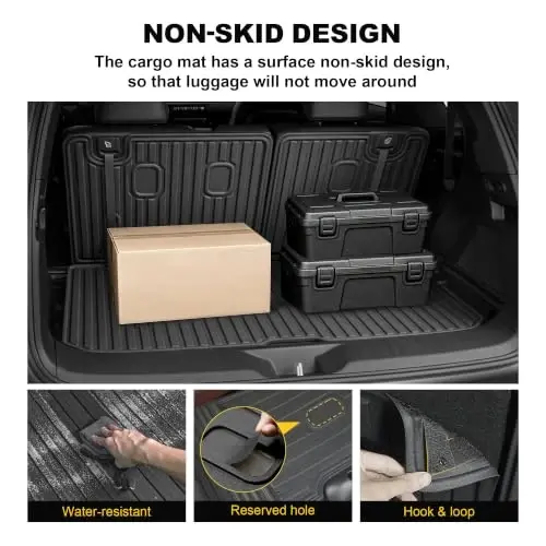 Cargo Mat & Backrest Mat Fit for Honda Pilot 2016-2025 2026 (No Elite) | All Weather Protection Cargo Liner with Backrest Mat Behind 3rd Row Back Seat Protector - 4