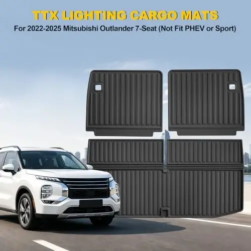 Cargo Mat for 2022-2025 Mitsubishi Outlander 7-Seat (Not Fit PHEV or Sport) | Custom Fit Full Coverage TPE All-Weather Cargo Liner for Outlander Accessories, Black - TTX LIGHTING (1)