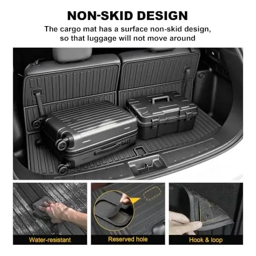 Cargo Mat for 2022-2025 Mitsubishi Outlander 7-Seat (Not Fit PHEV or Sport) | Custom Fit Full Coverage TPE All-Weather Cargo Liner for Outlander Accessories, Black - 5