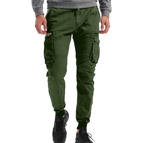 Cargo Pants Men Joggers Joggers with Zipper Pockets Camo Long Johns for Men Green Khaki Pants Mens Black Workout - 1