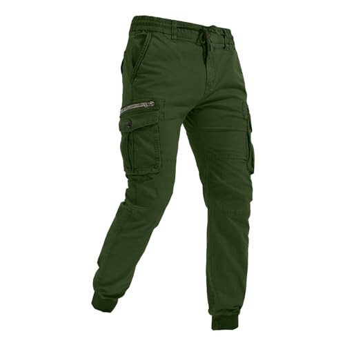 Cargo Pants Men Joggers Joggers with Zipper Pockets Camo Long Johns for Men Green Khaki Pants Mens Black Workout - 2