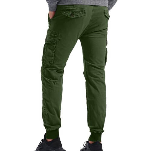 Cargo Pants Men Joggers Joggers with Zipper Pockets Camo Long Johns for Men Green Khaki Pants Mens Black Workout - 3