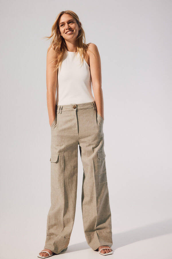 Cargo pants with linen blend - 1