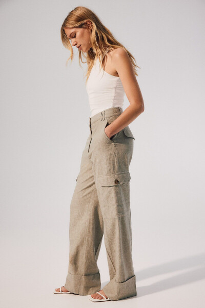 Cargo pants with linen blend - 4