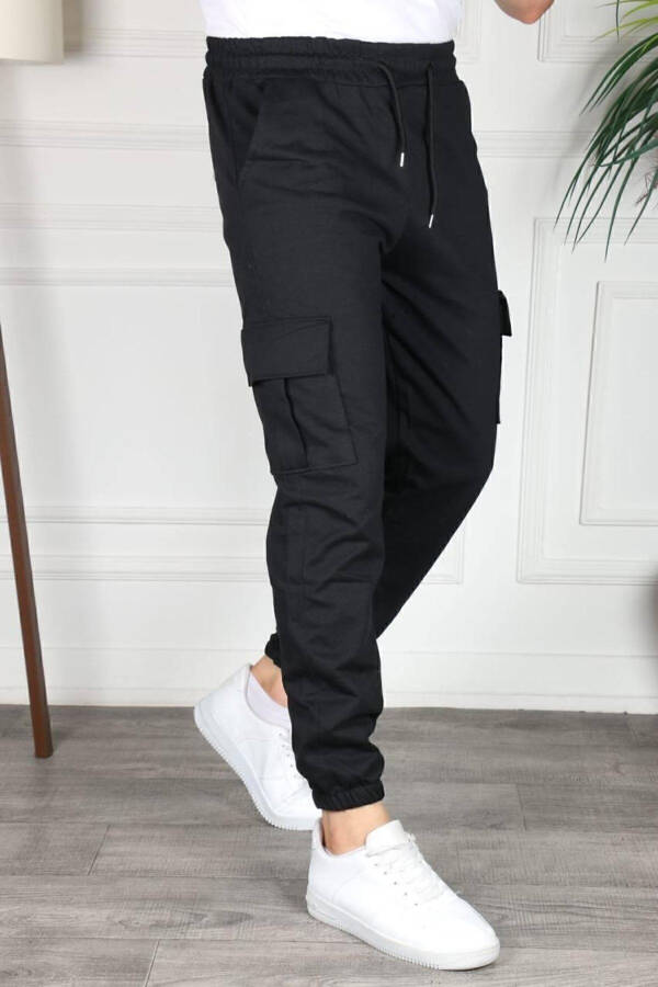 Cargo Pocket Elastic Ankle Sweatpants - 1