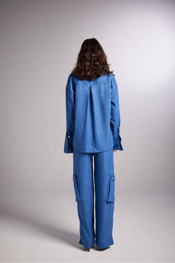 Cargo Pocket Elastic Waist Julia Pants Blue - 5