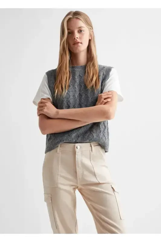 Cargo pocket jeans-Beige - 1