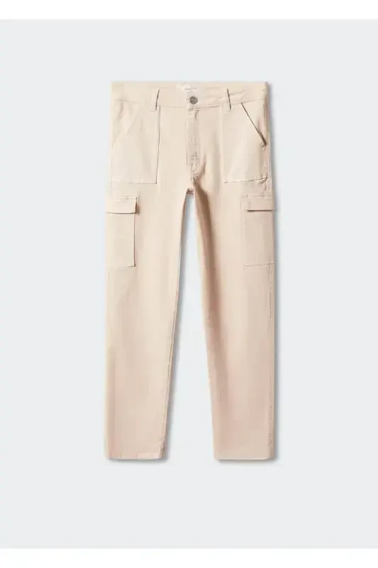 Cargo pocket jeans-Beige - 3