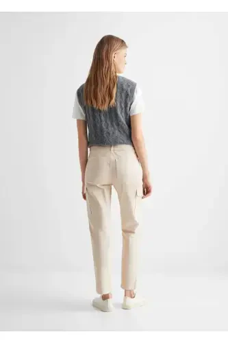Cargo pocket jeans-Beige - 4