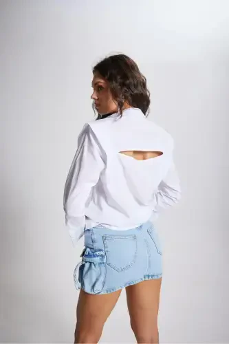 Cargo Pocket Mini Arina Jean Skirt Blue - 7