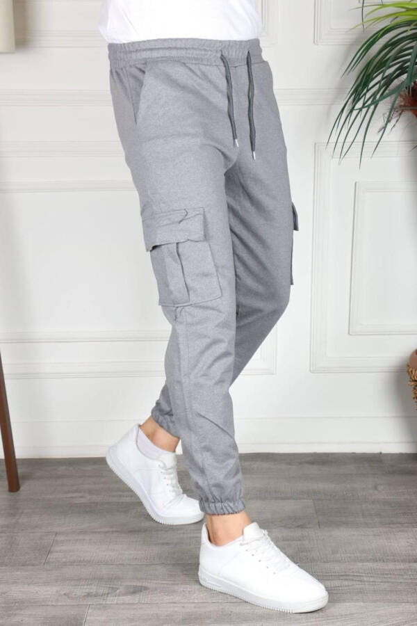 Cargo Pocket Unisex Elastic Leg Sweatpants - 1