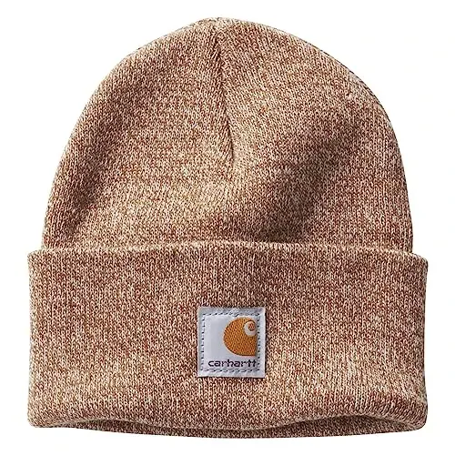 Carhartt Boys Beanie, Copper/Natural, One Size | Fold-Up Brim For Adjustable Coverage | Authentic Carhartt Logo Detail | Built Tough For Everyday Adventures - 1