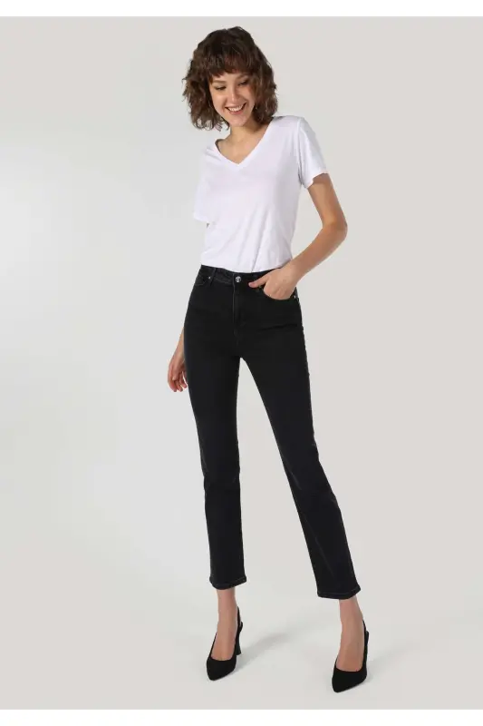 Carla Slim Fit Oddiy Bel To'g'ri Oyoqli Ayollar Shimini - 3