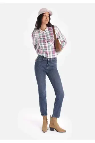 Carla Slim Fit Regular Waist Straight Leg Denim Women's Pants - 1