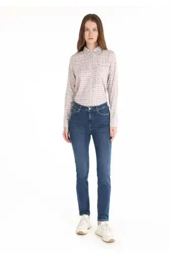 Carla Straight Leg Navy Blue Women's Trousers - 1