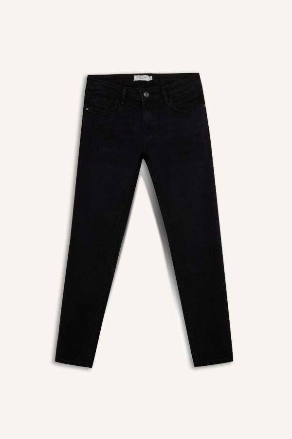 Carlo Skinny Fit Ekstra Tor Kalıp Oddiy Bel Ekstra Tor Oyoq Jean Shim Pantalon Qora - 1