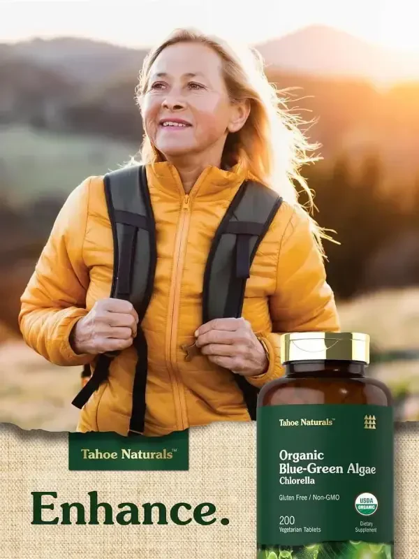 Carlyle tomonidan ishlab chiqarilgan Tahoe Naturals brendi | 250 mg li Xlorellaning ko'k-yashil suv o'tlari | 200 tabletka | Vegeterian, GDOsiz, Glutensiz qo'shimcha - 7