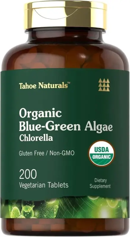 Carlyle tomonidan ishlab chiqarilgan Tahoe Naturals brendi | 250 mg li Xlorellaning ko'k-yashil suv o'tlari | 200 tabletka | Vegeterian, GDOsiz, Glutensiz qo'shimcha - 1