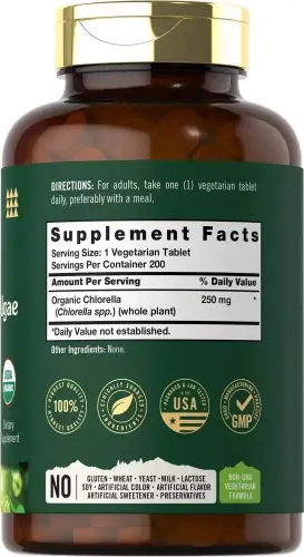 Carlyle tomonidan ishlab chiqarilgan Tahoe Naturals brendi | 250 mg li Xlorellaning ko'k-yashil suv o'tlari | 200 tabletka | Vegeterian, GDOsiz, Glutensiz qo'shimcha - CARLYLE (1)