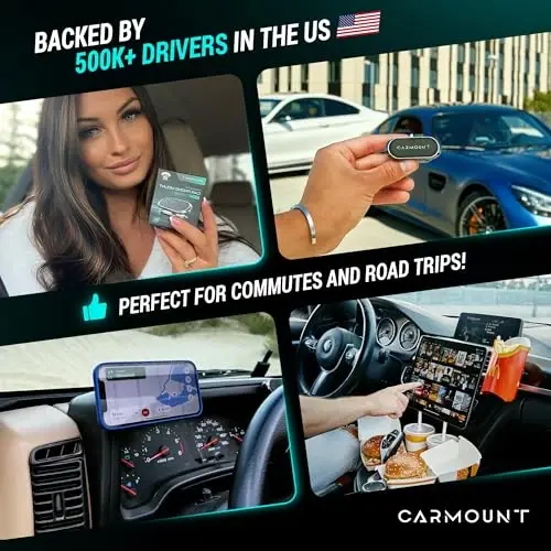 CARMOUNT F1 Dashboard Car Mount | Magnetic Phone Holder for Car, Ultra Strong 8X N52 Magnets, 360° Rotation, Universal Dash Mount for All Cell Phones | Magnet Phone Holder for Car (1 Pack) - 1