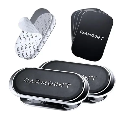 CARMOUNT Magnetic Phone Car Phone Holder 2 Pack | Minimal Adjustable Mount F1 Version | Ultra Strong 8X N52 Magnets | 360 Degree Rotation & 30 Degree Tilt | Universal Smartphone Dash Mount 