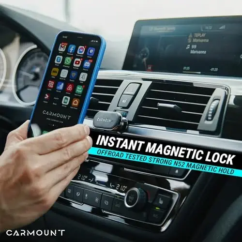 CARMOUNT Magnetic Phone Car Phone Holder 2 Pack | Minimal Adjustable Mount F1 Version | Ultra Strong 8X N52 Magnets | 360 Degree Rotation & 30 Degree Tilt | Universal Smartphone Dash Mount - 3