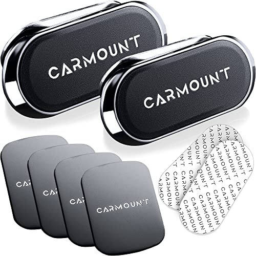 CARMOUNT Magnetic Phone Car Phone Holder 2 Pack | Minimal Adjustable Mount F1 Version | Ultra Strong 8X N52 Magnets | 360 Degree Rotation & 30 Degree Tilt | Universal Smartphone Dash Mount - 26