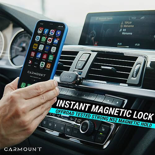 CARMOUNT Magnetic Phone Car Phone Holder 2 Pack | Minimal Adjustable Mount F1 Version | Ultra Strong 8X N52 Magnets | 360 Degree Rotation & 30 Degree Tilt | Universal Smartphone Dash Mount - 27