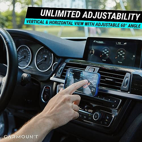 CARMOUNT Magnetic Phone Car Phone Holder 2 Pack | Minimal Adjustable Mount F1 Version | Ultra Strong 8X N52 Magnets | 360 Degree Rotation & 30 Degree Tilt | Universal Smartphone Dash Mount - 29