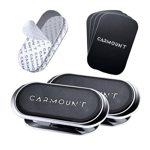 CARMOUNT Magnetic Phone Car Phone Holder 2 Pack | Minimal Adjustable Mount F1 Version | Ultra Strong 8X N52 Magnets | 360 Degree Rotation & 30 Degree Tilt | Universal Smartphone Dash Mount - 1