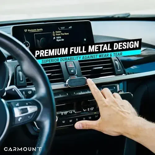 CARMOUNT Magnetic Phone Car Phone Holder 2 Pack | Minimal Adjustable Mount F1 Version | Ultra Strong 8X N52 Magnets | 360 Degree Rotation & 30 Degree Tilt | Universal Smartphone Dash Mount - CARMOUNT (1)