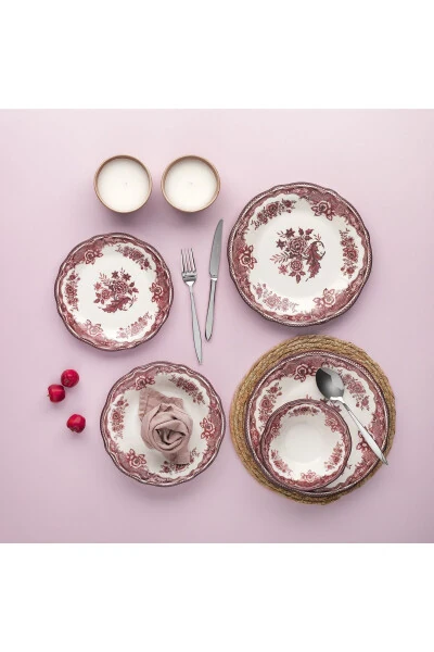 Carna 24-Piece Dinner Set - Burgundy - SCHAFER