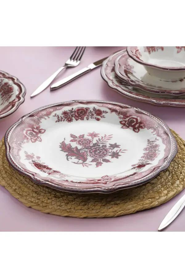 Carna 24-Piece Dinner Set - Burgundy - 9