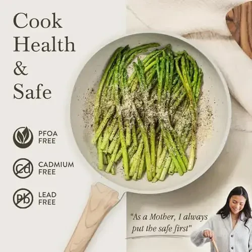 CAROTE 16 Piece Pots and Pans Set Nonstick, White Granite Cookware Sets Induction Cookware, Non Stick Cooking Set w/Frying Pans & Saucepans (PFOS, PFOA Free) - 3