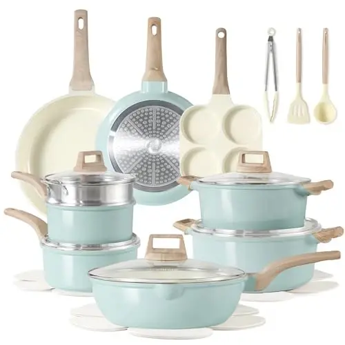 CAROTE 21 Ceramic Cookware Set, Pots and Pans Set Non stick, Cook Ware Set Induction Kitchen Cooking Set Non-toxic Health Induction Cookware, PFAS Free - MODAZONE