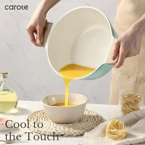 CAROTE 21 Ceramic Cookware Set, Pots and Pans Set Non stick, Cook Ware Set Induction Kitchen Cooking Set Non-toxic Health Induction Cookware, PFAS Free - 4