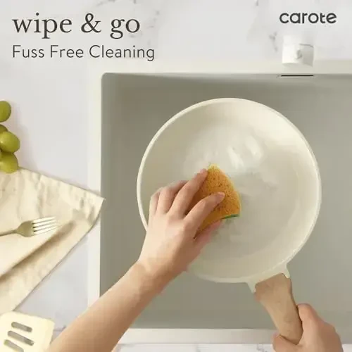 CAROTE 21-Piece Ceramic Pots and Pans Cookware Set, Non Stick Induction Cook Ware Kitchen Cooking Set Non-Toxic Health, PFAS Free - 3