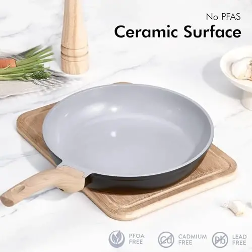 CAROTE 21pcs Ceramic Cookware Set, Pots and Pans Set | Non-Toxic Healthy Induction Cooking Set, Easy Clean, Fast & Even Heating, Fit All Stovetops, PFAS FREE - 3