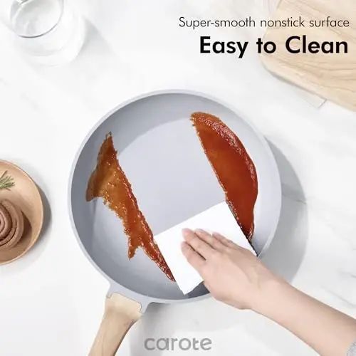 CAROTE 21pcs Ceramic Cookware Set, Pots and Pans Set | Non-Toxic Healthy Induction Cooking Set, Easy Clean, Fast & Even Heating, Fit All Stovetops, PFAS FREE - 5