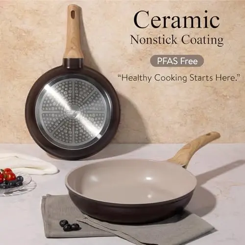 CAROTE 21pcs Ceramic Cookware Sets, Pots and Pans Set | Healthy Cooking Set, Non-Toxic Induction, Ultra Durable, Easy Clean, Induction Compatible, PFAS FREE - 3