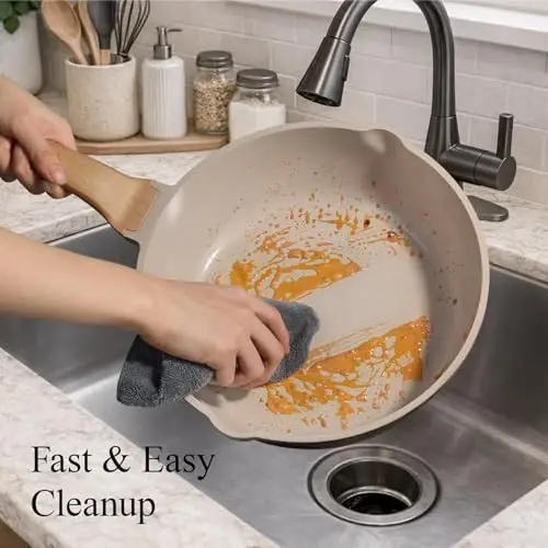 CAROTE 21pcs Ceramic Cookware Sets, Pots and Pans Set | Healthy Cooking Set, Non-Toxic Induction, Ultra Durable, Easy Clean, Induction Compatible, PFAS FREE - 5